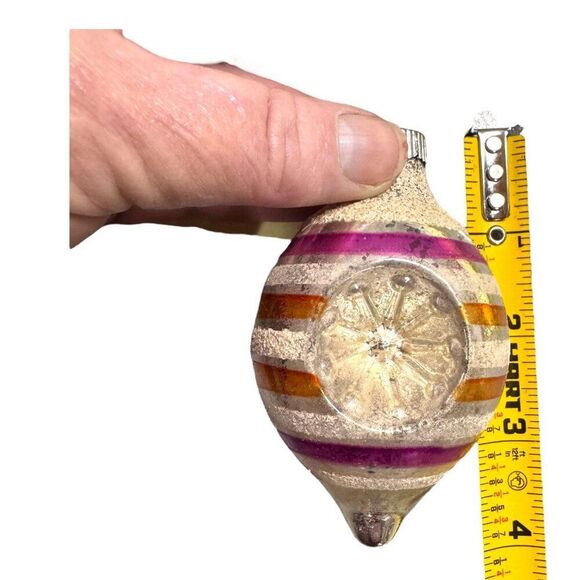 Vintage Shiny Brite Indent Poland Teardrop Lantern Glass Christmas Ornament Set - Picture 4 of 12